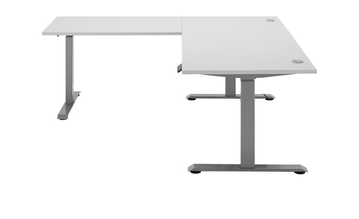 Schreibtischwinkel Pronto in Lichgrau mit silbernem Gestell