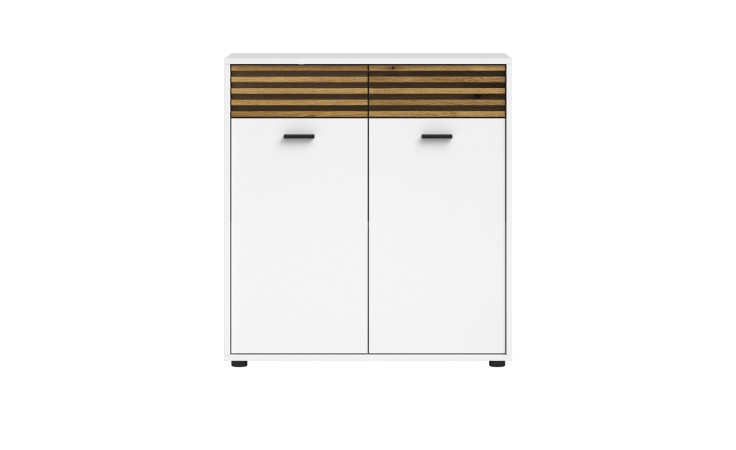 Kommode Lanzerote, in der Farbausführung Weiß / Evoke oak, frontansicht