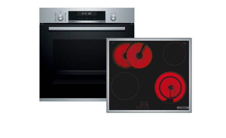 Backofen-Set BOSCH, HBD671CS61_Backofen, HBA578BS0, Kochfeld, PKN645BA2E