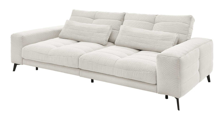 Big Sofa Husum in Ivory, Cord Optik, inklusive 2 Nierenkissen, seitliche Ansicht
