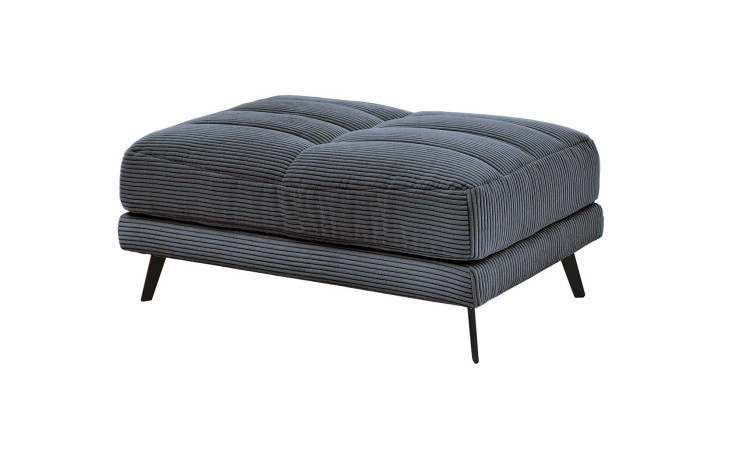 Hocker Husum in Anthrazit, Cord Optik,schwarze Füße, seitliche Ansicht