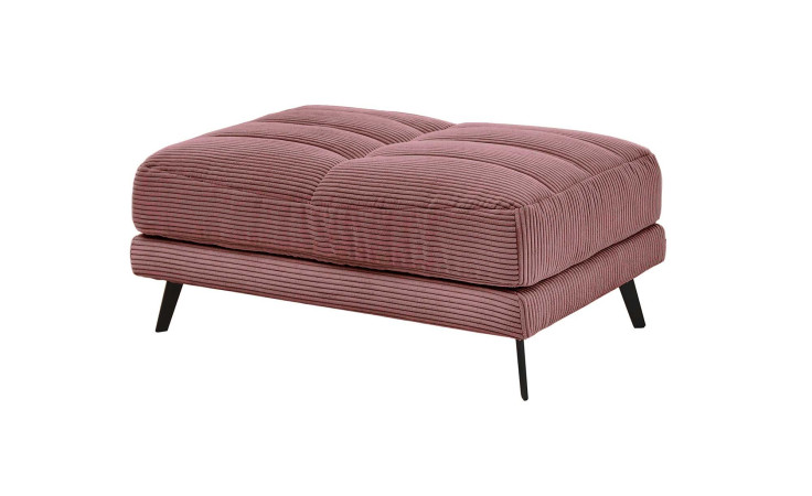 Hocker Husum in Flamingo, Cord Optik,schwarze Füße, seitliche Ansicht