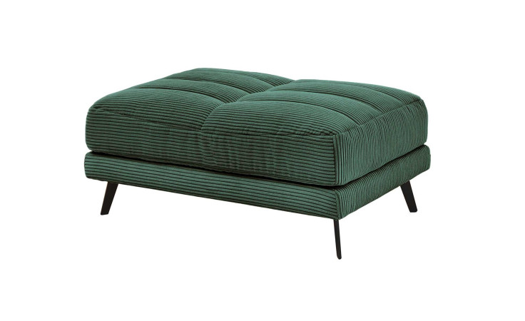 Hocker Husum in Winter Moss grün , Cord Optik,schwarze Füße, seitliche Ansicht