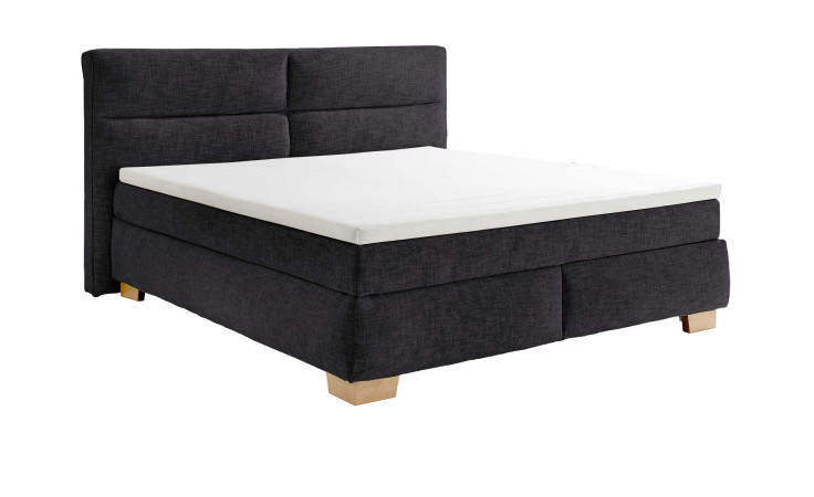 Boxspringbett Cordoba in Anthrazit, mit Holzfüßen
