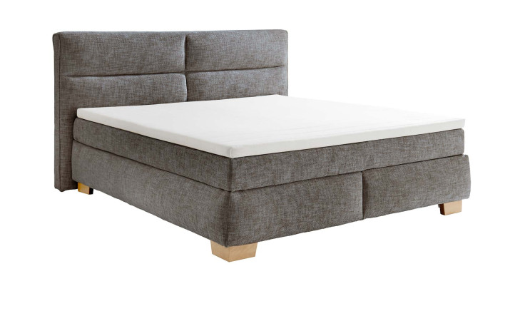 Boxspringbett Cordoba in Mixed Grey, mit Holzfüßen