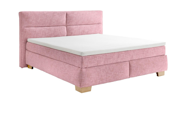 Boxspringbett Cordoba in Rosa, mit Holzfüßen