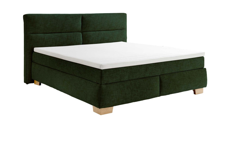 Boxspringbett Cordoba in Winter Moss, mit Holzfüßen