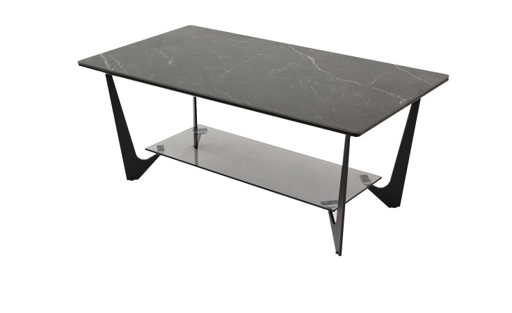 Couchtisch Denia in der Farbausführung schwarz marmoriert, Keramik