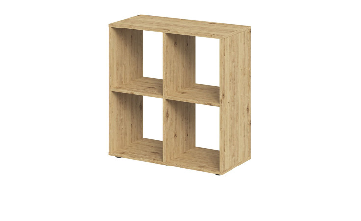 Raumteiler Metro 4 – Regaleinheit in hellem Holz-Look mit vier quadratischen Staufächern.