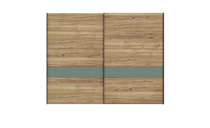 Kleiderschrank Winston in der Farbkombi Mauvella oak / Salbeigrün, Frontansicht