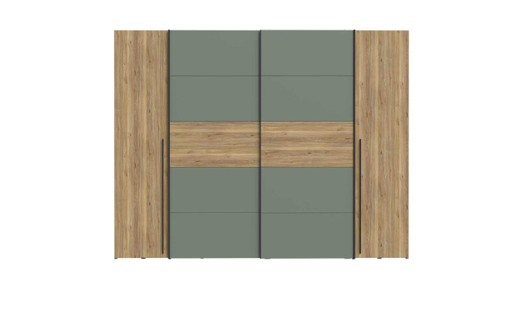 Kleiderschrank Niegel, in der Farbkombi. Mauvella oak / Salbeigrün, Frontausführung