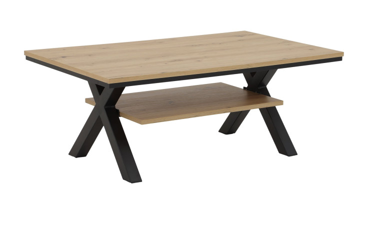 Couchtisch Moritz im Dekor Artisan Eiche / Schwarz, Schrägansicht