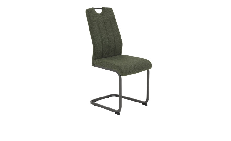 Schwingstuhl Base mitBezug aus grünem Webstoff und Gestell aus grauem Metall
