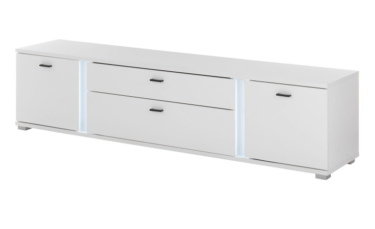 Lowboard Leander in weiß mit Tiefziehfronten, inkl. senkrechter Beleuchtung
