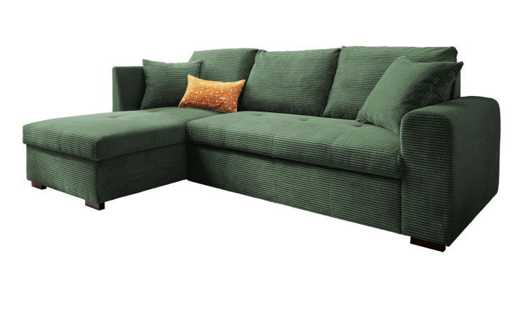 Wohnlandschaft Leon mit Ottomane links in wintermoss (dunkelgrün)