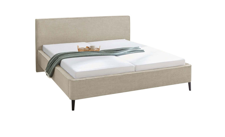 Polsterbett Liane mit einem beigefarbenen Cordbezug