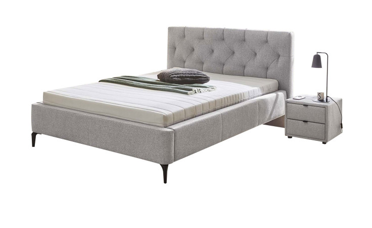 Polsterbett Lucy mit einem Bezug in der Farbe Hellgrau