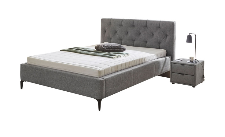 Polsterbett Lucy mit einem Bezug in der Farbe Grau