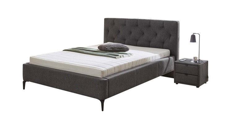 Polsterbett Lucy mit einem Bezug in der Farbe Grau/Braun