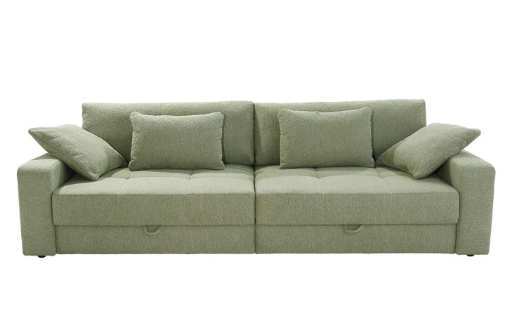 Großes Sofa „Spencer“: Hellgrün, ideale Größe für jeden Raum; inklusive Sitzkissen und 4 bequemen Kissen.