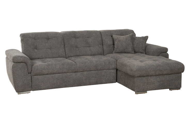 Basis-Wohnlandschaft Borja in einem grauen Bezugsstoff mit chrom Füßen.