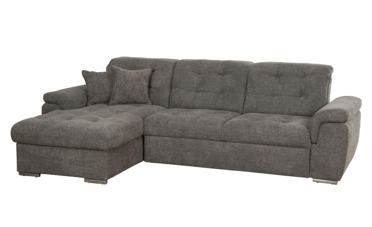 Basis-Wohnlandschaft Borja in einem grauen Bezugsstoff mit chrom Füßen.