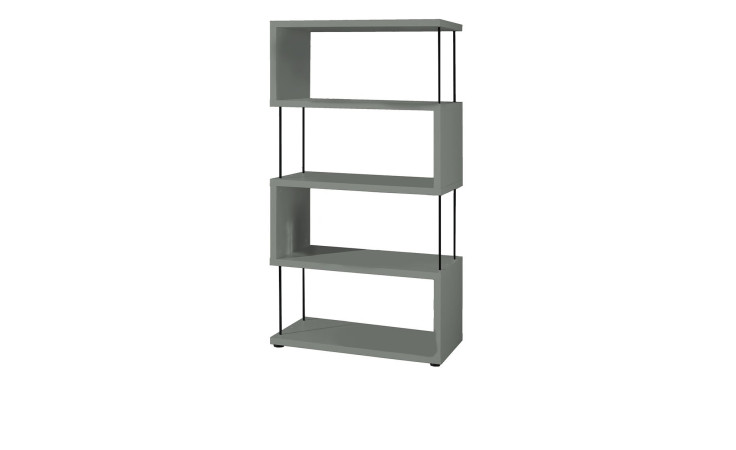 Standregal Seven aus Holzwerkstoff in pine green mit schwarzen Stäben.