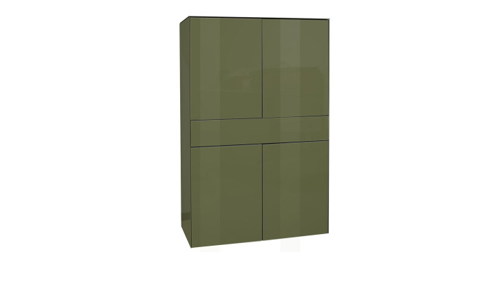 Highboard Couleur in der Farbe Olivgrün ohne Füße, Schrägansicht