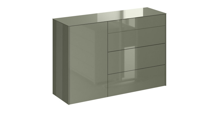 Kommode Couleur in der Farbe Olivgrün, Schrägansicht