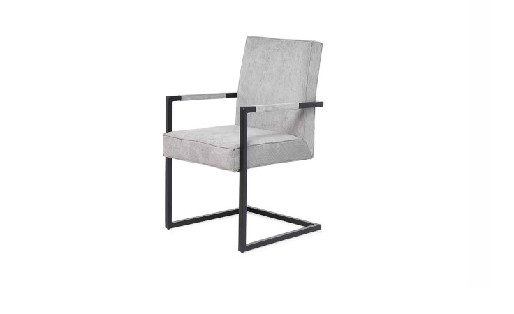 Schwingstuhl Ronaldo mit einem schwarzen 4-Kant-Metallgestell, mit Armlehnen, und einem Bezug aus grauem Feincord