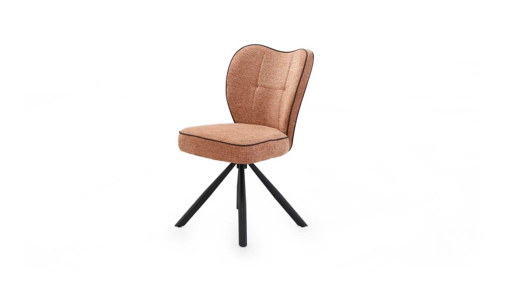 Stuhl Jolanda mit einem Bezug in der Farbe Terra und einem schwarzen Stativgestell aus Metall