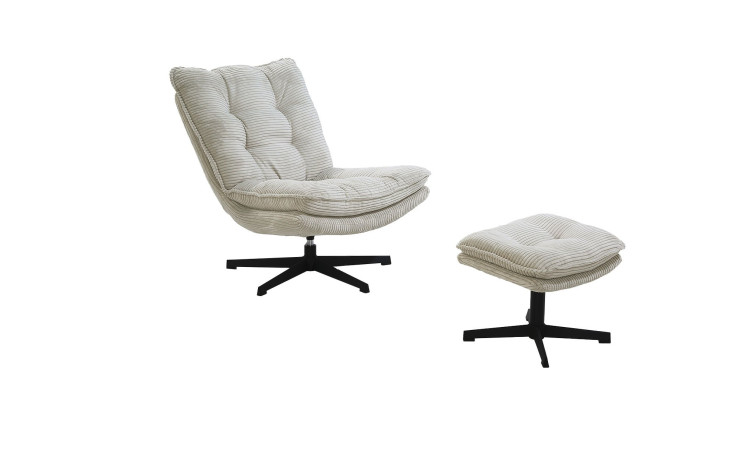Relaxsessel Kairo mit Hocker in der Farbe greige