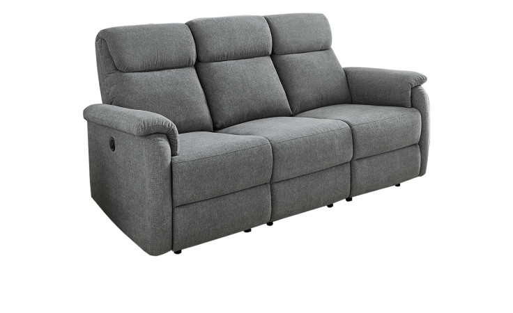 Sofa 3-Sitz Alana mit grauem Bezug auf weißem Hintergrund.