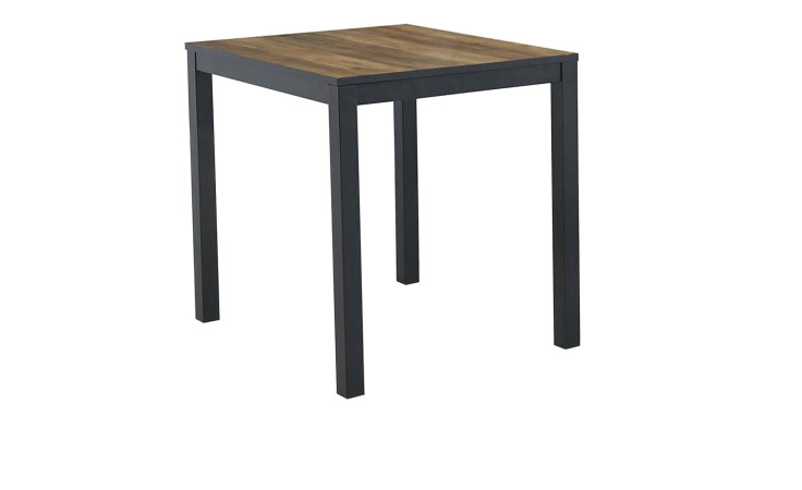 Ausziehtisch Britta mit einer Tischplatte aus Holzwerkstoff in Akazie Dunkel und einem schwarzem Metallgestell. 