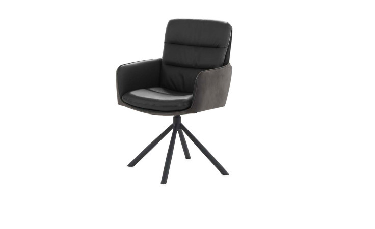 Armlehnenstuhl Arco in Schwarz und Anthrazit mit schwarzem Stativgestell.