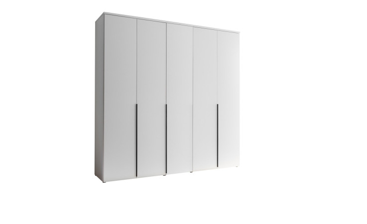 Kleiderschrank 5-türig weiß, seitlich Ansicht 
