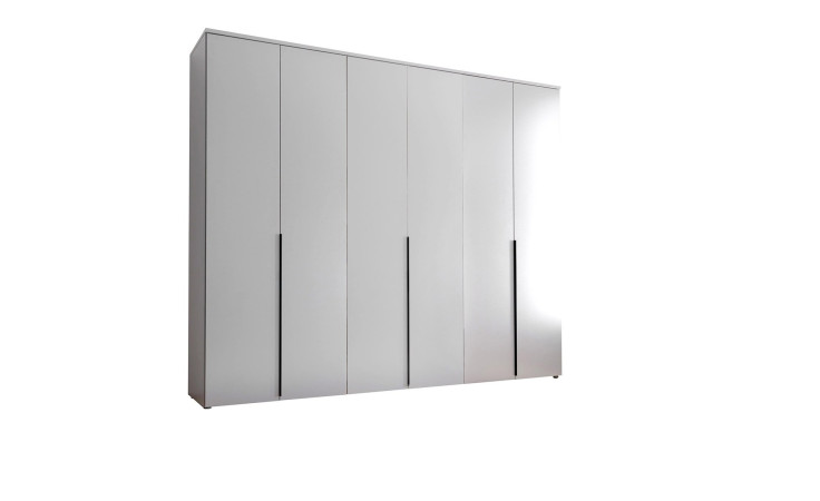 Kleiderschrank 6-türig weiß, seitliche Ansicht 