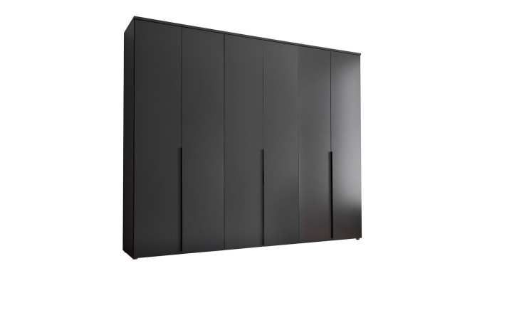 Kleiderschrank 6-türig in graphit, seitliche Ansicht