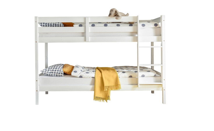 Etagenbett Carlo in Kiefer weiß teilmassiv MDF lackiert, Bett teilbar mit variabler Leiter