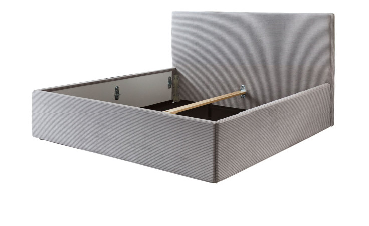 Polsterbett Casper in silber mit einem Breitcordbezug.