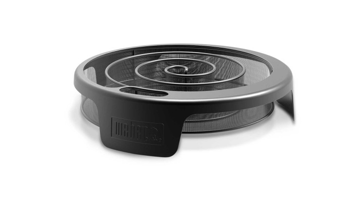 Weber Kalträucherschnecke aus Stahl: runde, schwarze Grill-Räucherhilfe mit Mesh-Basis & Spiraleinsatz.