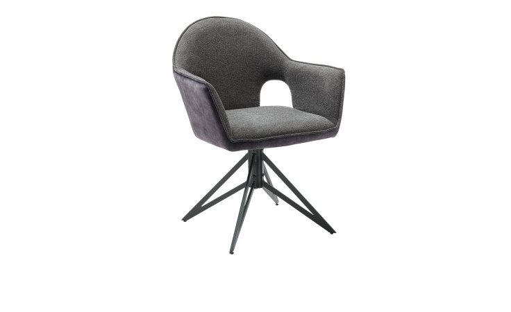 Stuhl Mia mit einem anthraziten Bezug und einem schwarzen Fuß