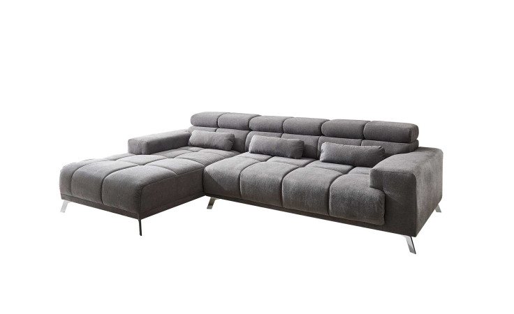 Komfort-Wohnlandschaft Salzburg in der Farbe Stone. Ottomane auf der linken Seite.