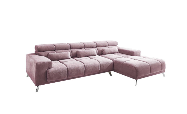 Komfort-Wohnlandschaft Salzburg in der Farbe Flieder. Ottomane auf der rechten Seite.
