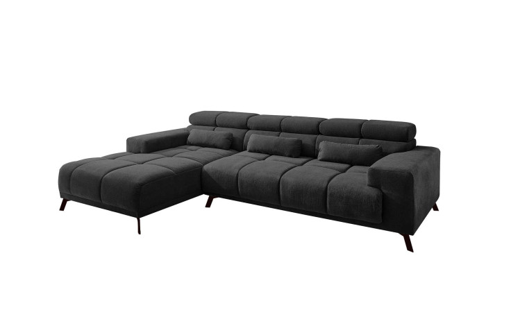 Komfort-Wohnlandschaft Salzburg in der Farbe Schwarz. Ottomane auf der linken Seite.