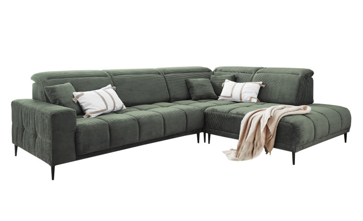 Ecksofa Luan in einem grünen Cordstoff