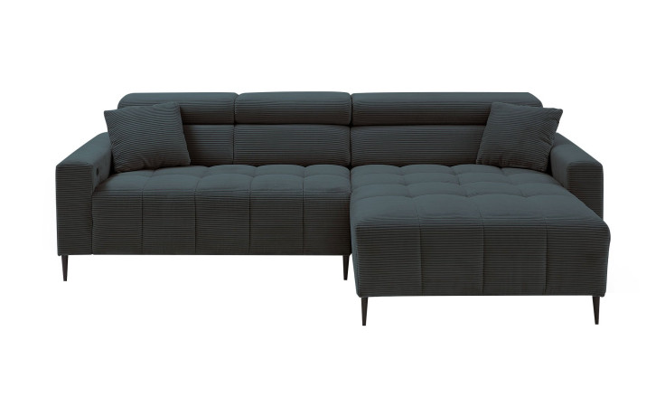 Wohnlandschaft Sally mit Ottomane rechts und einem Cordbezug in der Farbe Anthrazit