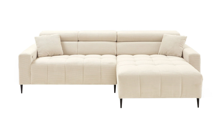 Wohnlandschaft Sally mit Ottomane rechts und einem Cordbezug in der Farbe Beige