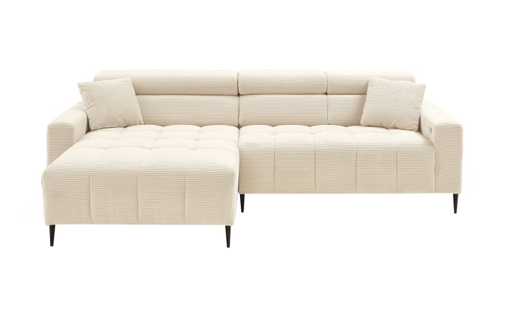 Wohnlandschaft Sally mit Ottomane links und einem Cordbezug in der Farbe Beige