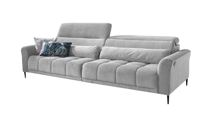 Big Sofa Lilly mit einem Cordbezug in Silbergrau